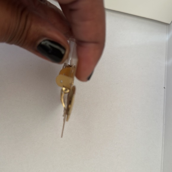 White/ Yellow/ Green Vintage Fan earrings - Picture 5 of 5